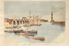 Chania, Crete. Venetian Harbor, Old Port. Engraving. Antique Print